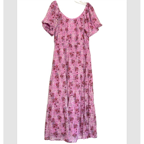 Draper James Lilac Chiffon Ditsy Floral Tiered Maxi Dress Med Cottagecore Boho - Picture 1 of 7